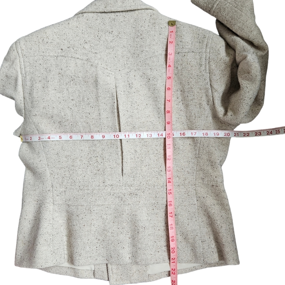 Sevil asymmetrical woolen oatmeal bomber jacket blazer fully lined size 10 - Picture 15 of 16